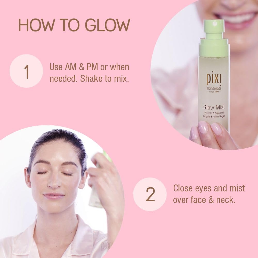 Pixi Beauty Glow Mist | All-Over Mist For Luminous Complexion | Set & Refresh Makeup | Hydrate Skin With 21 Natural Oils | 2.70 Fl Oz - Image 4